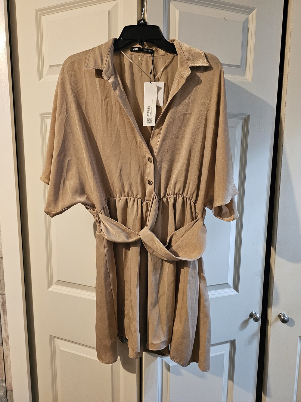 ZARA Nude-Tone V-Neck Romper